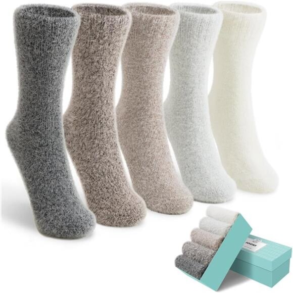 New 5 Pairs Fuzzy Soft Cozy Comfortable Socks for Women, Casual Sleep Comfy Sock - Picture 1 of 6